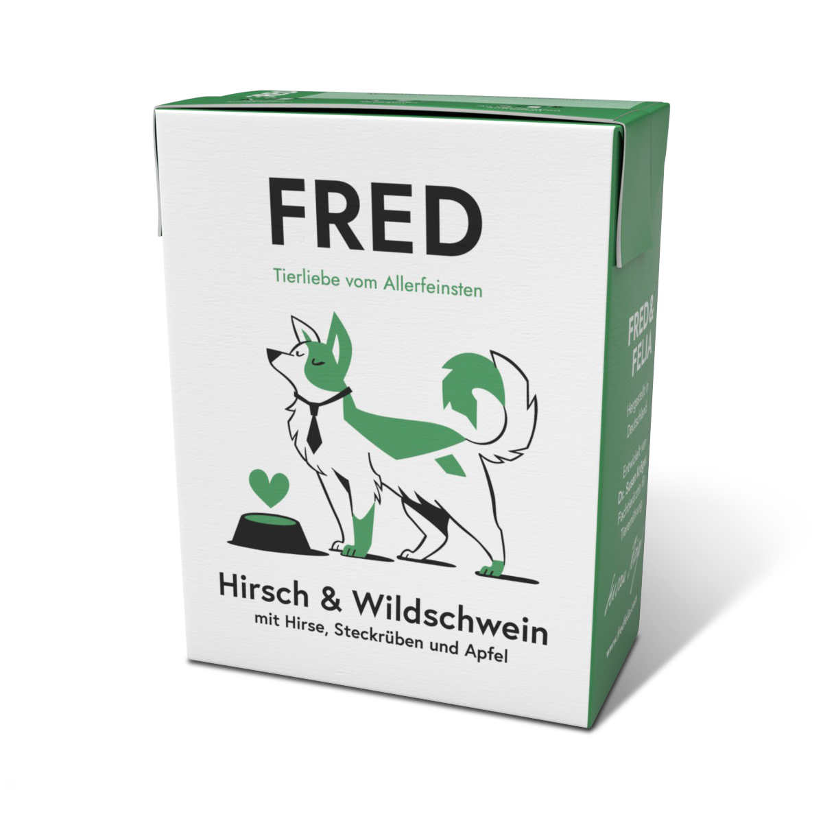 FRED Hirsch &amp; Wildschwein mit Hirse und Steckrüben Nassfutter für Hunde, einzelner 390 g Tetra Pak