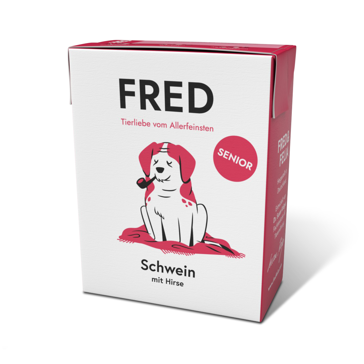 FRED SENIOR Schwein Nassfutter für Hunde, einzelner 390 g Tetra Pak