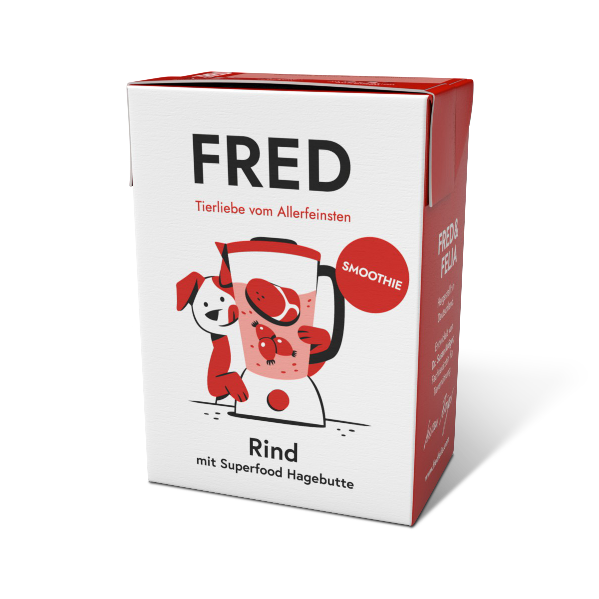 FRED Smoothie Rind mit Hagebutte Ergänzungsfutter für Hunde, einzelner 190 g Tetra Pak