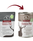 Comparison of Nordheld Hirsch Pur pouch and metal can packaging formats