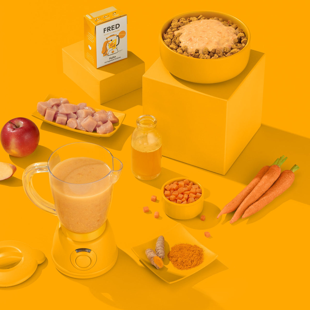 FRED Smoothie Huhn mit Kurkuma Ergänzungsfutter für Hunde, Zutaten im Überblick