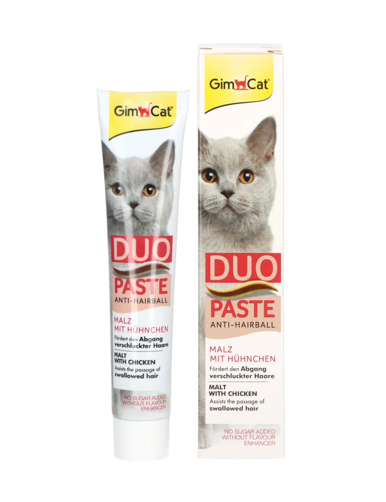 GimCat DUO Paste Anti-Hairball Malz mit Hühnchen für Katzen, 50-g-Tube mit Faltschachtel