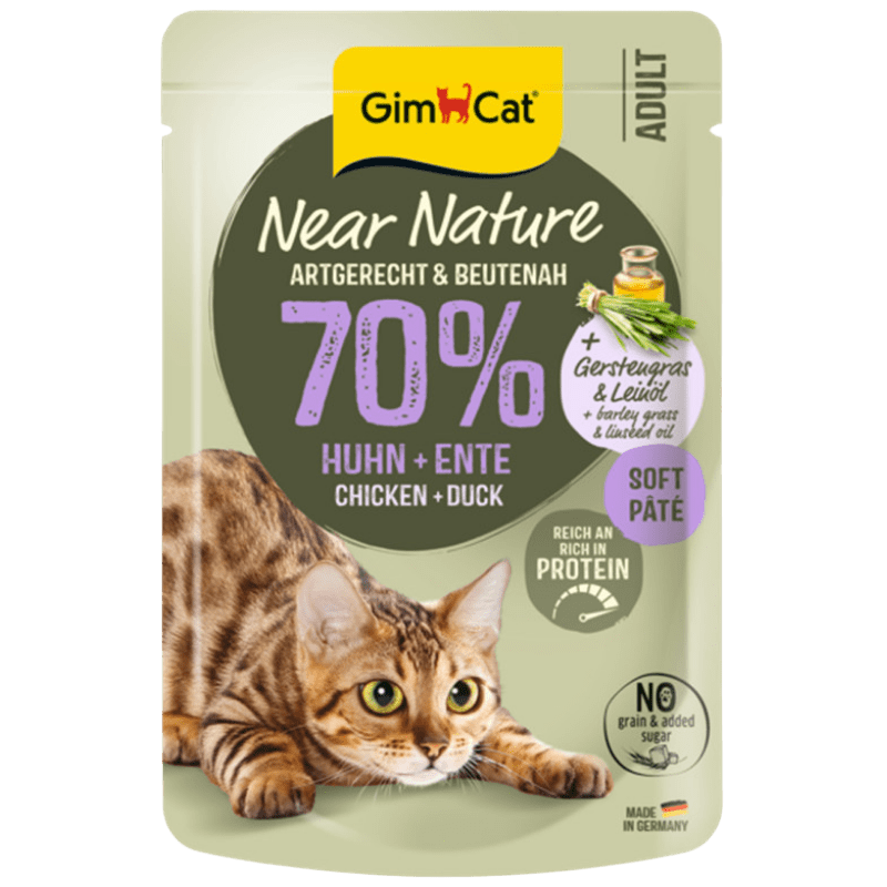 GimCat Near Nature Huhn & Ente Katzennassfutter, 85-g-Frischebeutel