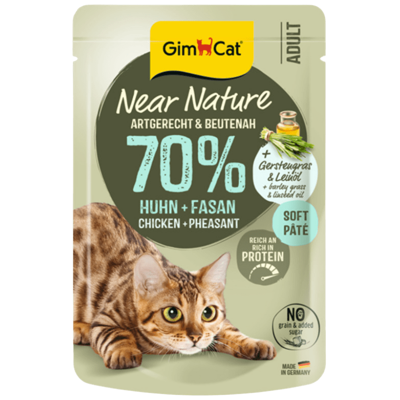 GimCat Near Nature Huhn & Fasan Katzennassfutter, 85-g-Frischebeutel