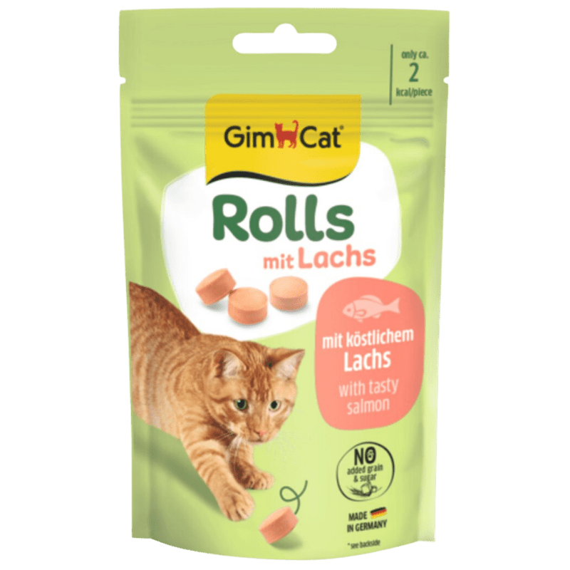 GimCat Rolls mit Lachs Katzensnack, 40-g-Beutel