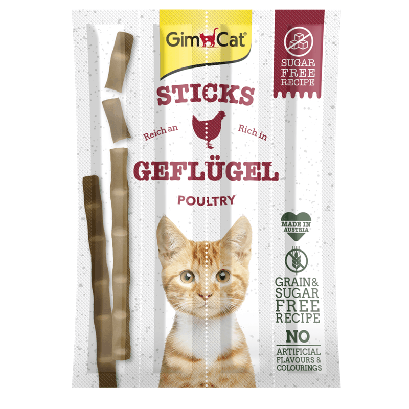 Artikel mit dem Namen GimCat Sticks mit Geflügel & Leber im Shop von zoo.de , dem Onlineshop für nachhaltiges Hundefutter und Katzenfutter.