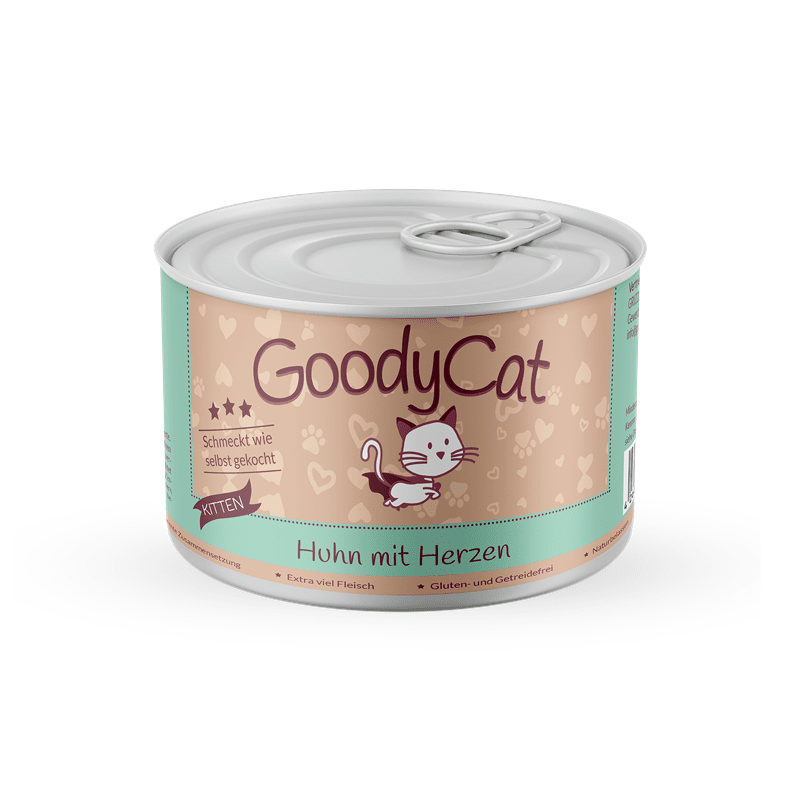 GoodyCat Dose Kitten Huhn mit Herzen, Leber und Süßkartoffel, Nassfutter