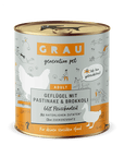 Grau Hund Geflügel mit Pastinake/Brokkoli