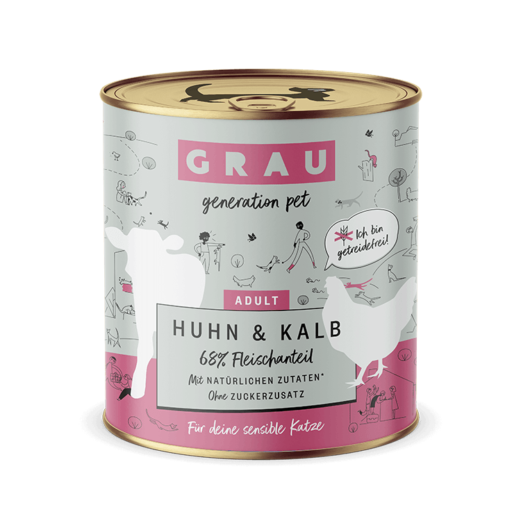 Grau Katze Huhn & Kalb