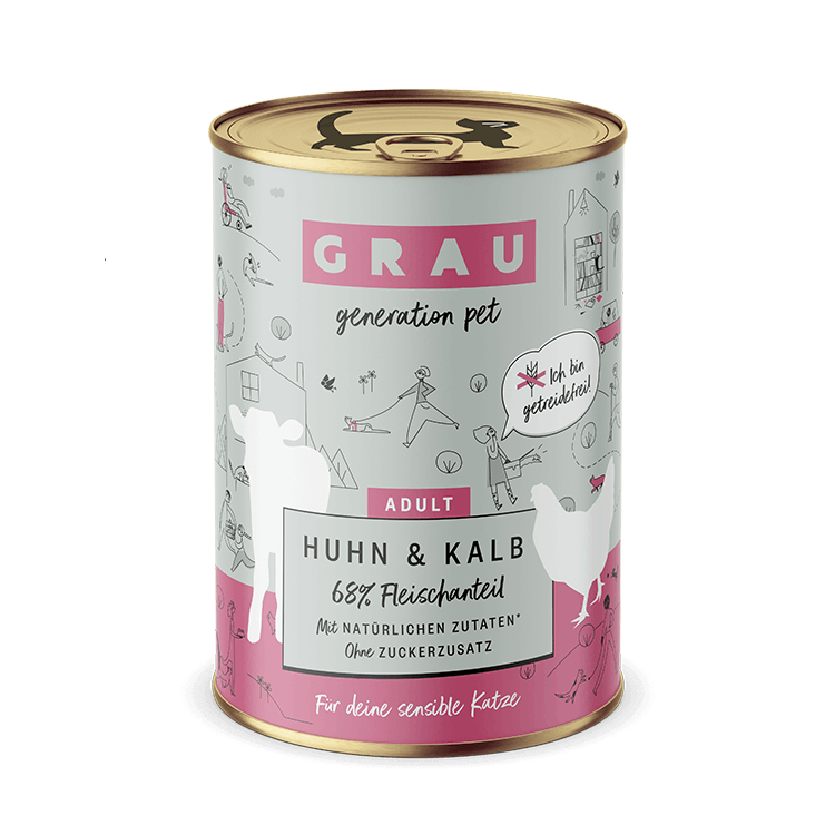 Grau Katze Huhn & Kalb