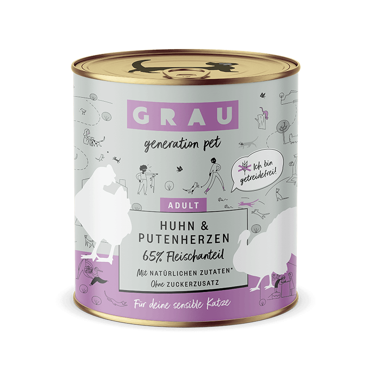 Grau Katze Huhn & Putenherzen