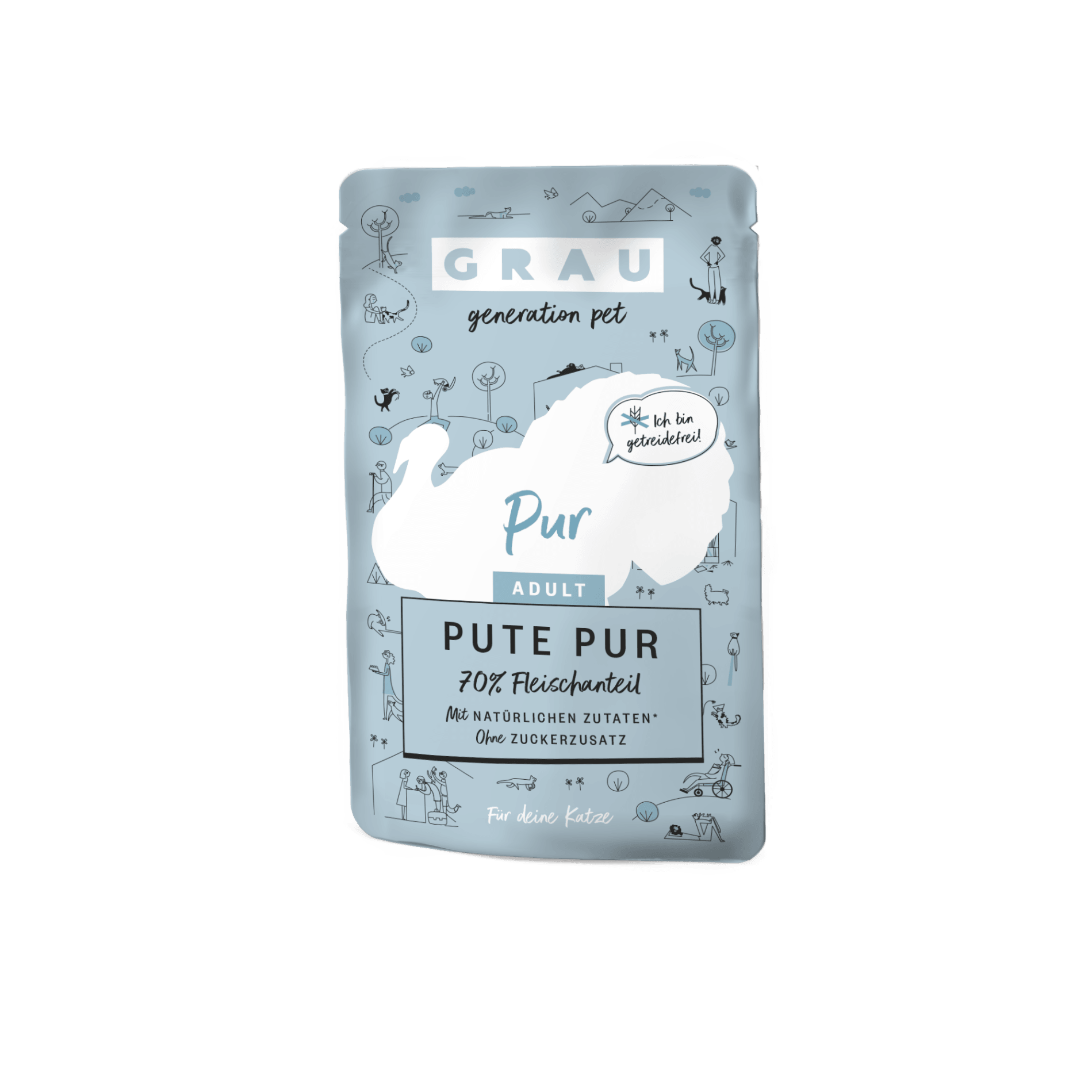 Grau Katze Pouch Beutel Pute pur