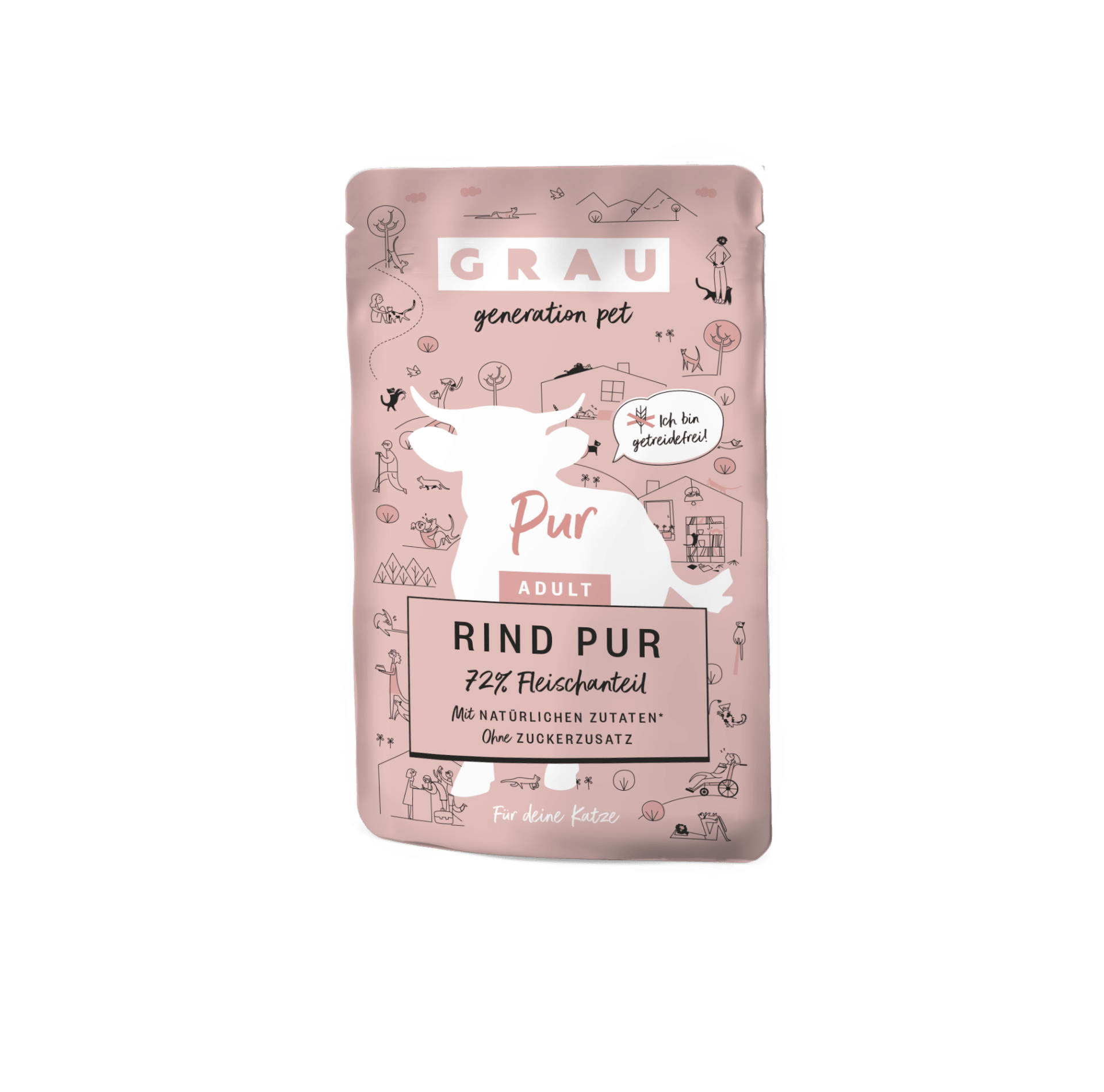 Grau Katze Pouch Beutel Rind pur