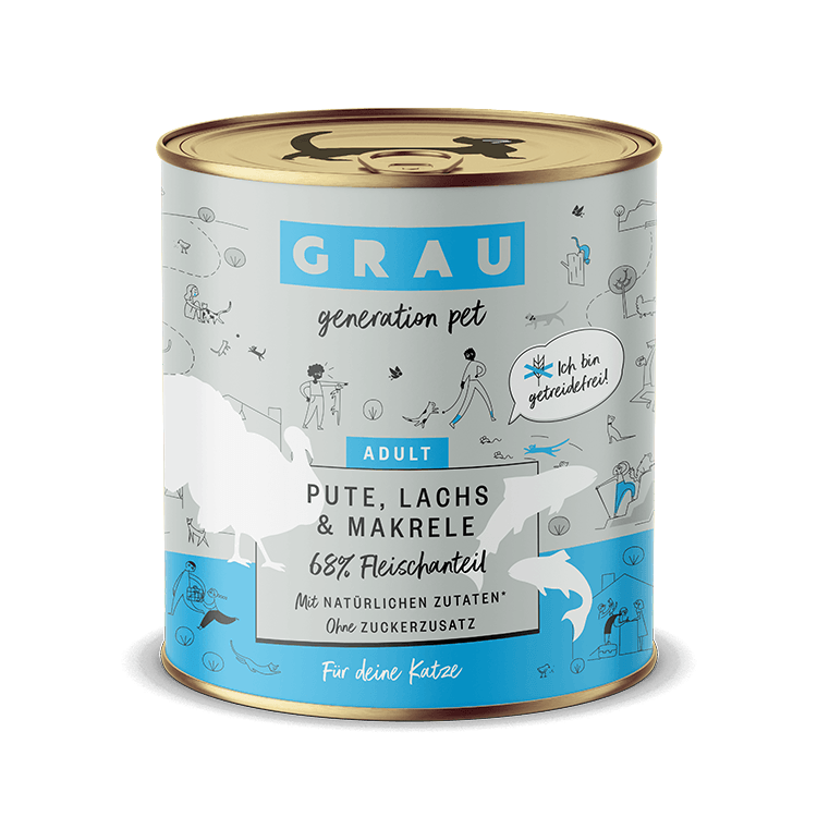 Grau Katze Pute, Lachs, Makrele