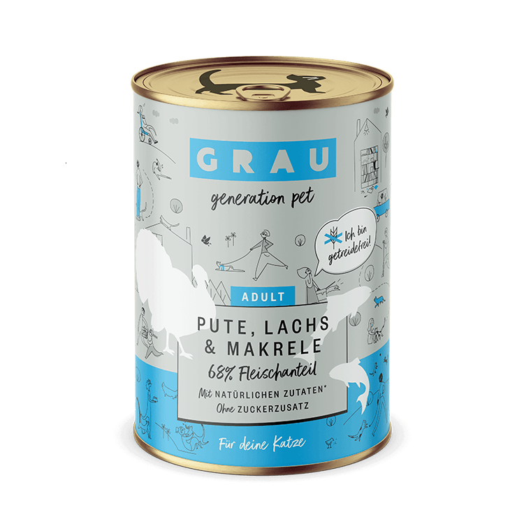 Grau Katze Pute, Lachs, Makrele