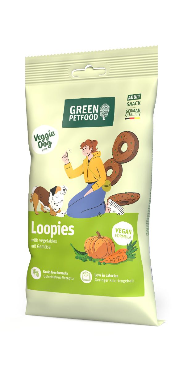 Green Petfood Loopies veggie dog snacks with vegetables grain-free vegan formula