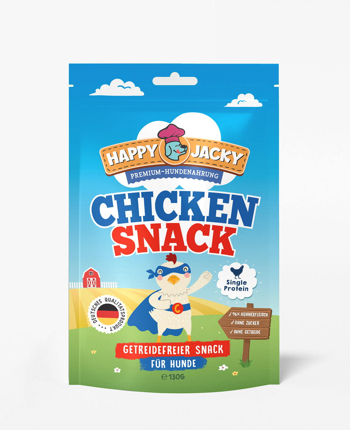 Artikel mit dem Namen Happy Jacky Chicken Snack im Shop von zoo.de , dem Onlineshop für nachhaltiges Hundefutter und Katzenfutter.