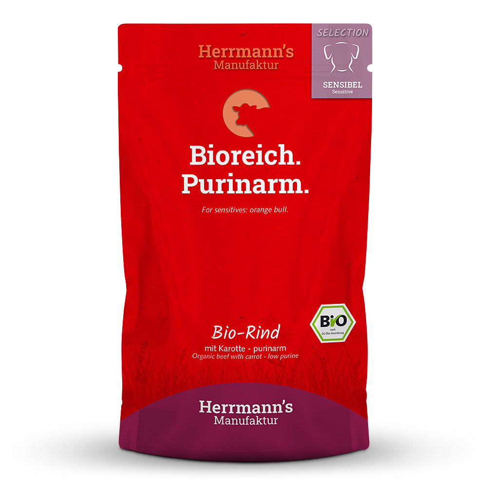 Herrmanns Hund Bio Rind mit Karotten - purinarm