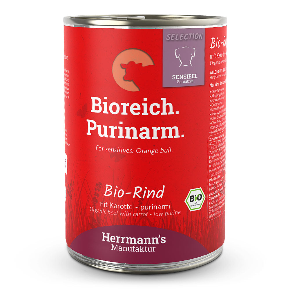 Herrmanns Hund Bio Rind mit Karotten - purinarm