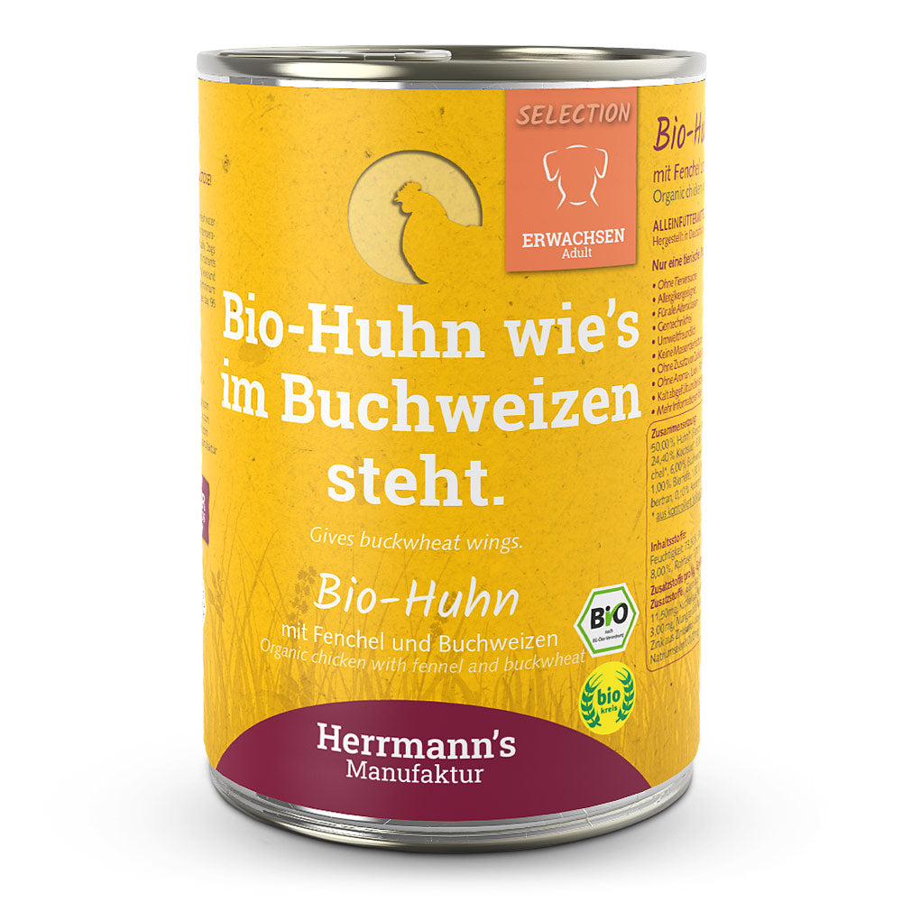 Herrmanns Hund Erwachsen Bio-Huhn, Fenchel, Zucchini, Buchweizen