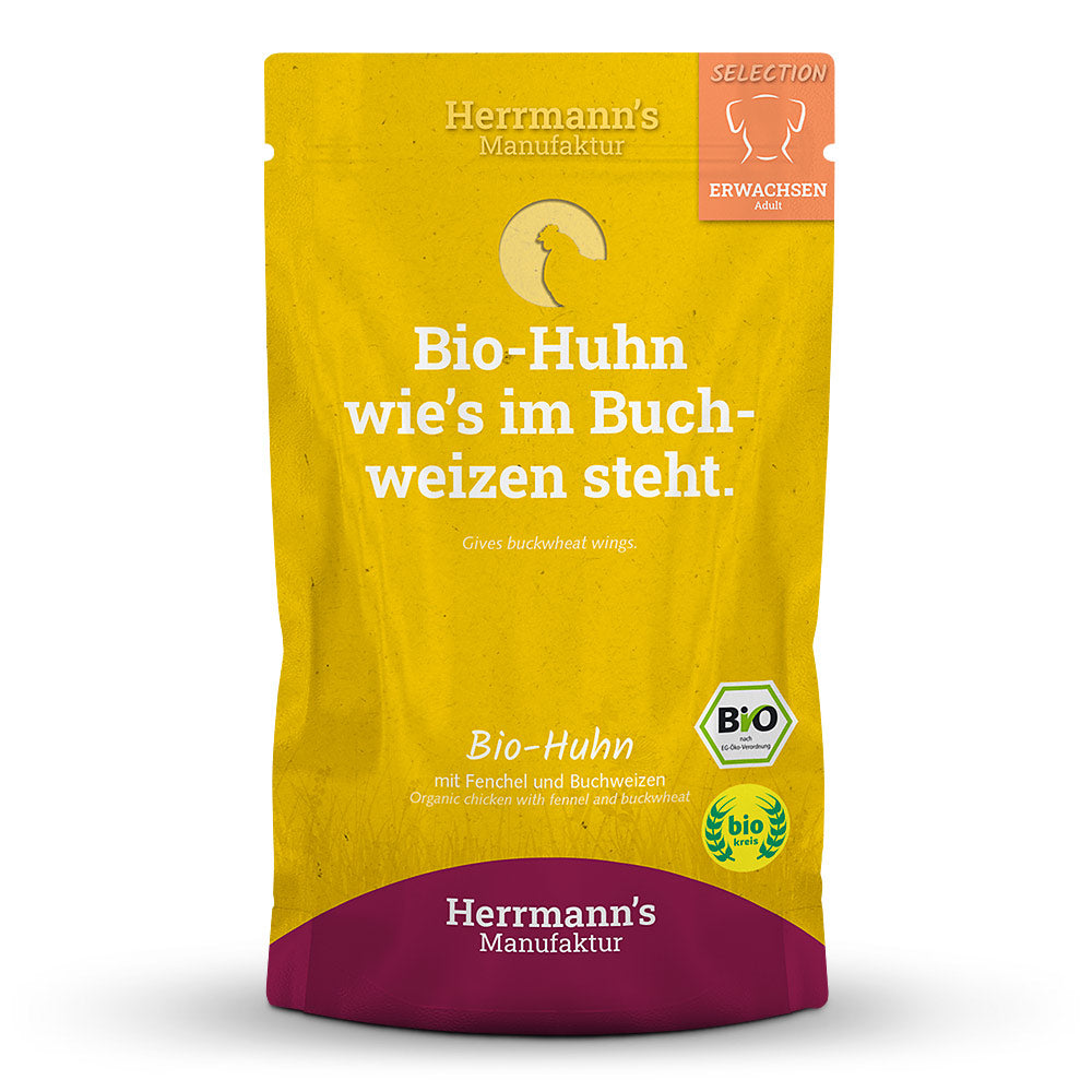 Herrmanns Hund Erwachsen Bio-Huhn, Fenchel, Zucchini, Buchweizen