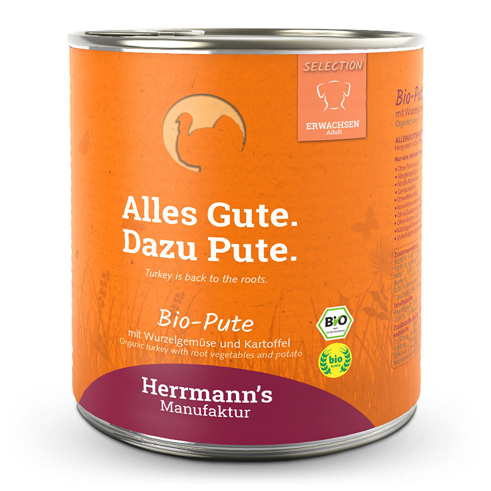 Herrmanns Hund Erwachsen Bio-Pute, Rübe, Kartoffeln, Fenchel