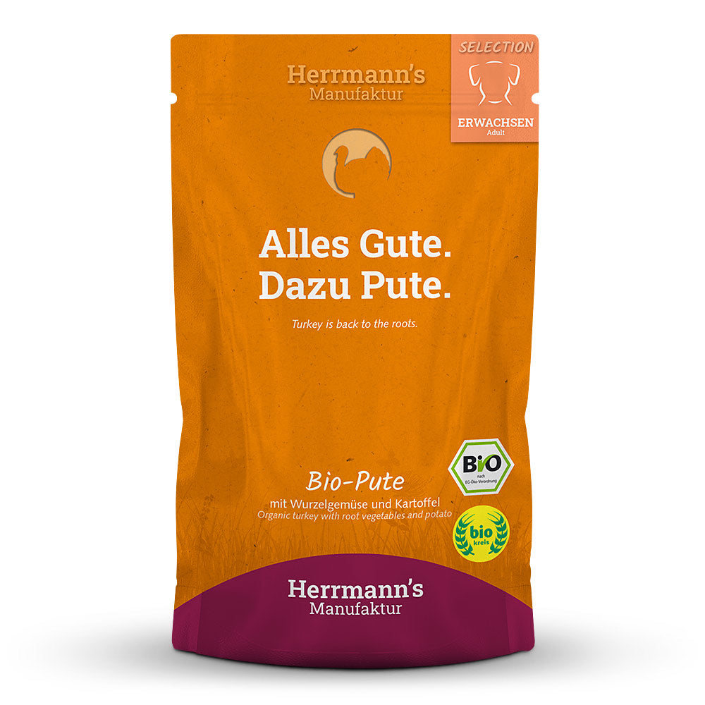 Herrmanns Hund Erwachsen Bio-Pute, Rübe, Kartoffeln, Fenchel