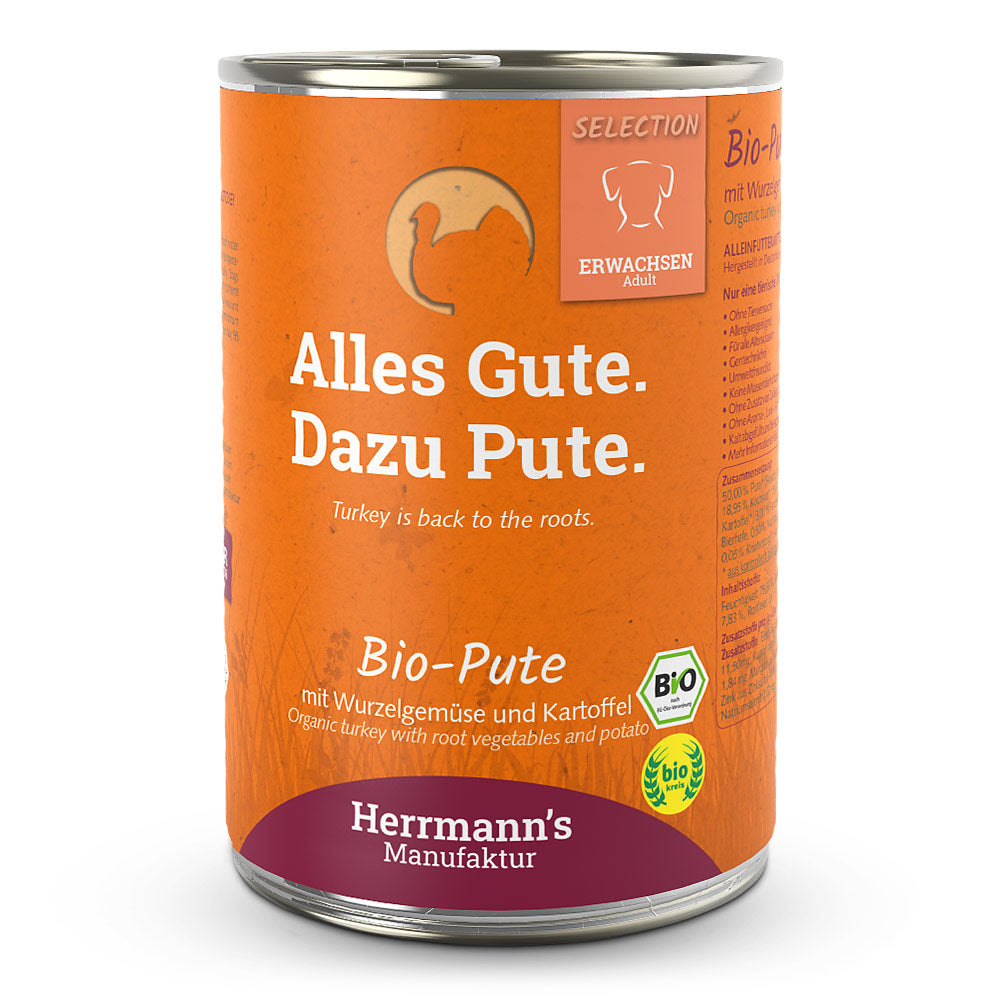 Herrmanns Hund Erwachsen Bio-Pute, Rübe, Kartoffeln, Fenchel