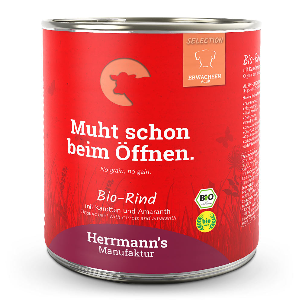 Herrmanns Hund Erwachsen Bio-Rind, Karotten, Amaranth, Sellerie