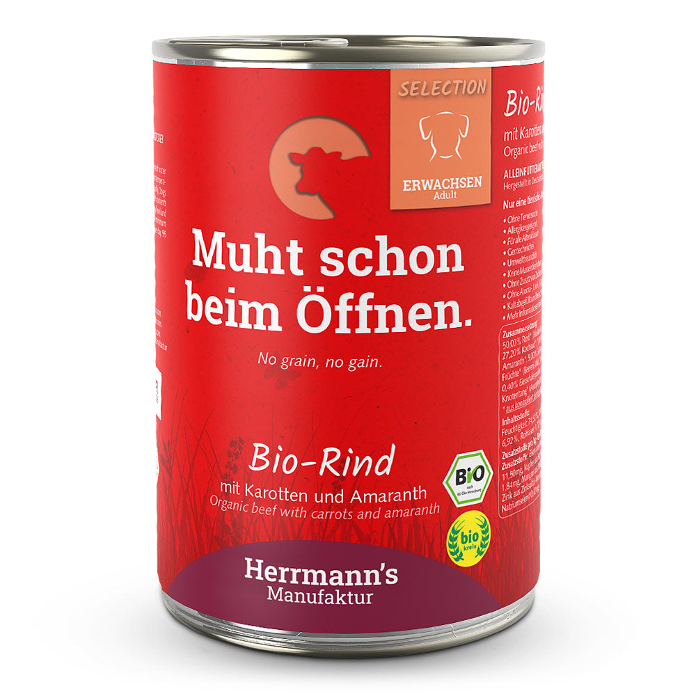 Herrmanns Hund Erwachsen Bio-Rind, Karotten, Amaranth, Sellerie