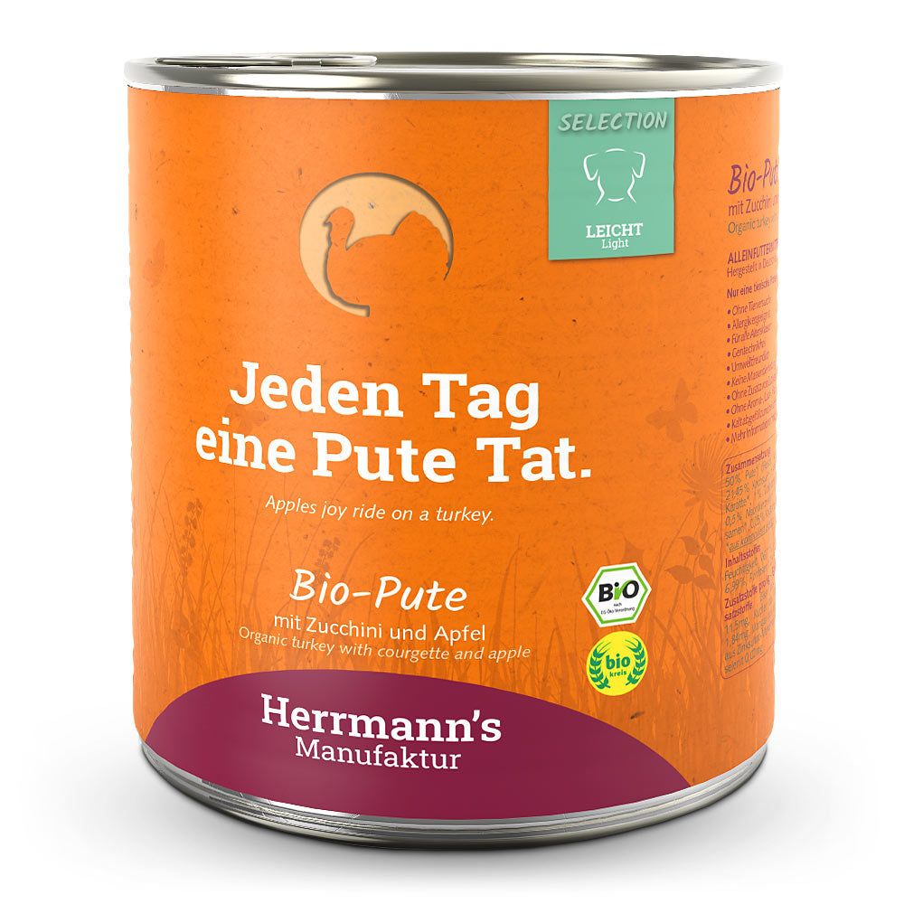 Herrmanns Hund Leicht Bio-Pute, Apfel, Salat, Topinambur, Zucchini, Sellerie, Leinöl