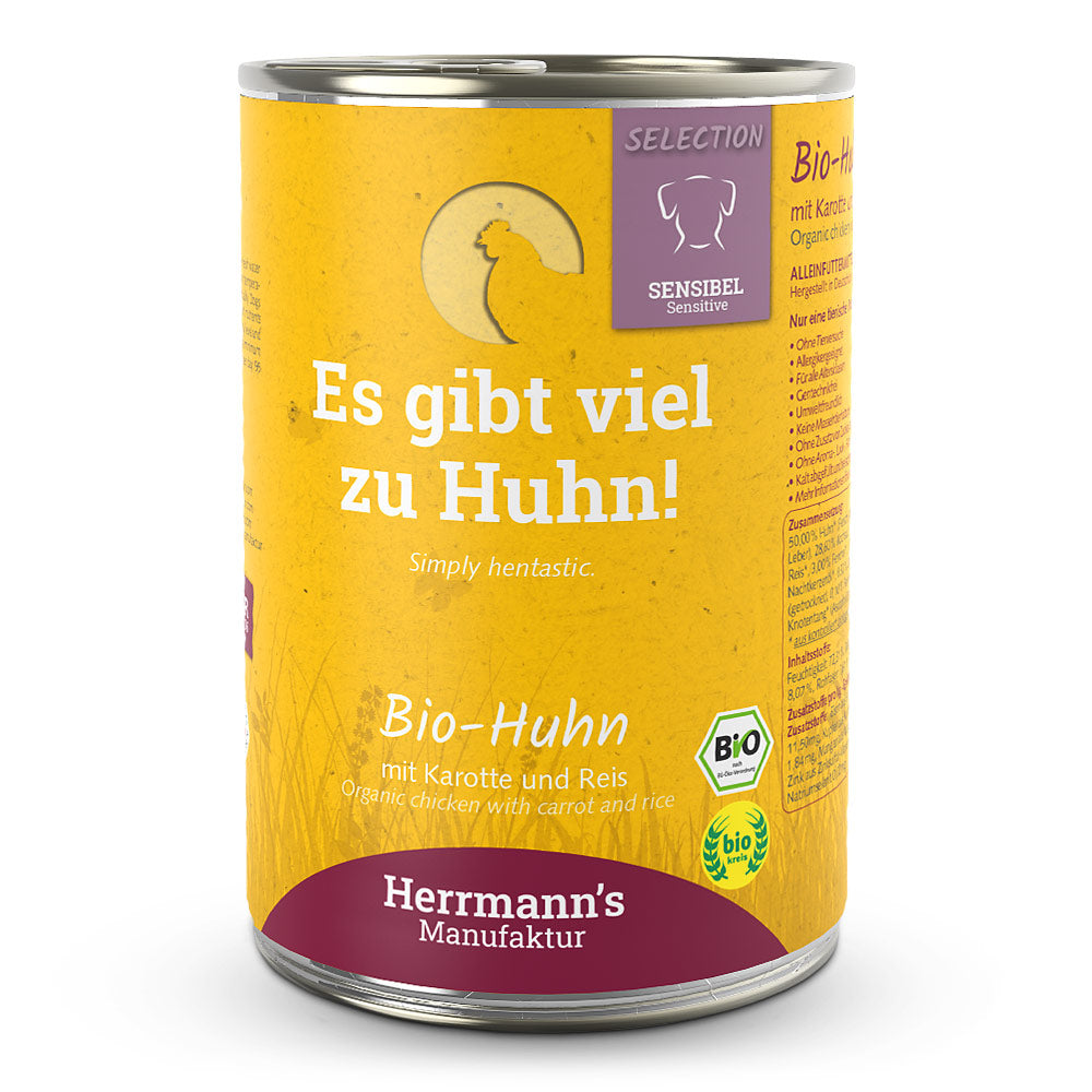 Herrmanns Hund Sensible Bio-Huhn, Karotten, Reis, Fenchel Dose