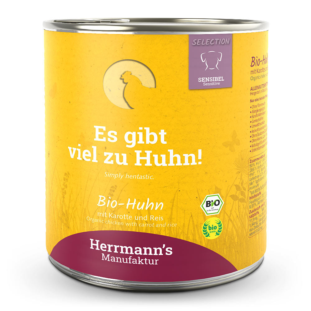 Herrmanns Hund Sensible Bio-Huhn, Karotten, Reis, Fenchel Dose