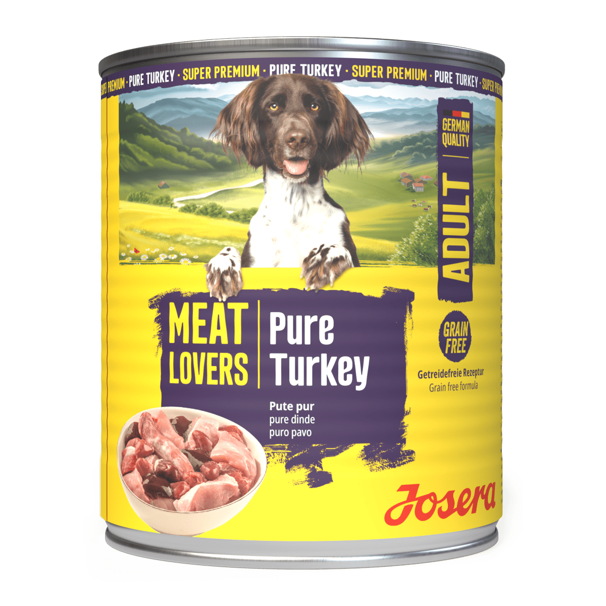Josera Meat Lovers Pure Turkey Hundenassfutter mit 68 % Pute, Dose Frontansicht