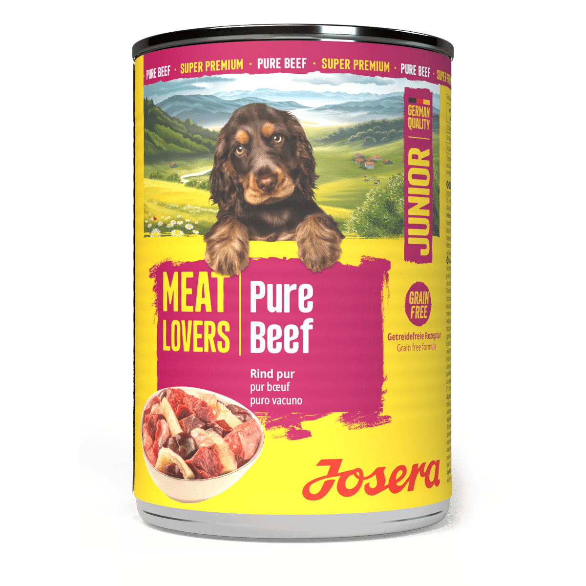 Josera Meat Lovers Junior Pure Beef Nassfutter für Welpen mit Rind, 400-g-Dose