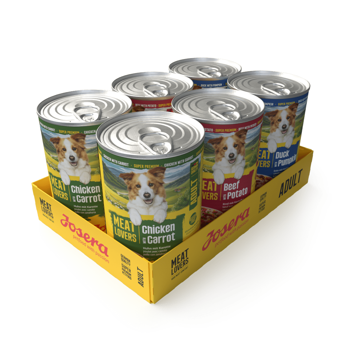 Josera Meat Lovers Menu Multipack Hundenassfutter, Karton mit 6 x 400 g in drei Sorten