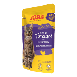 JosiCat Pute in Sauce cat food pouch with rack turkey and duck, grain-free wet food for cats