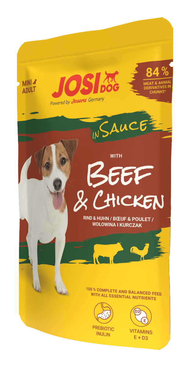 JosiDog Mini Beef & Chicken in Sauce, Nassfutter