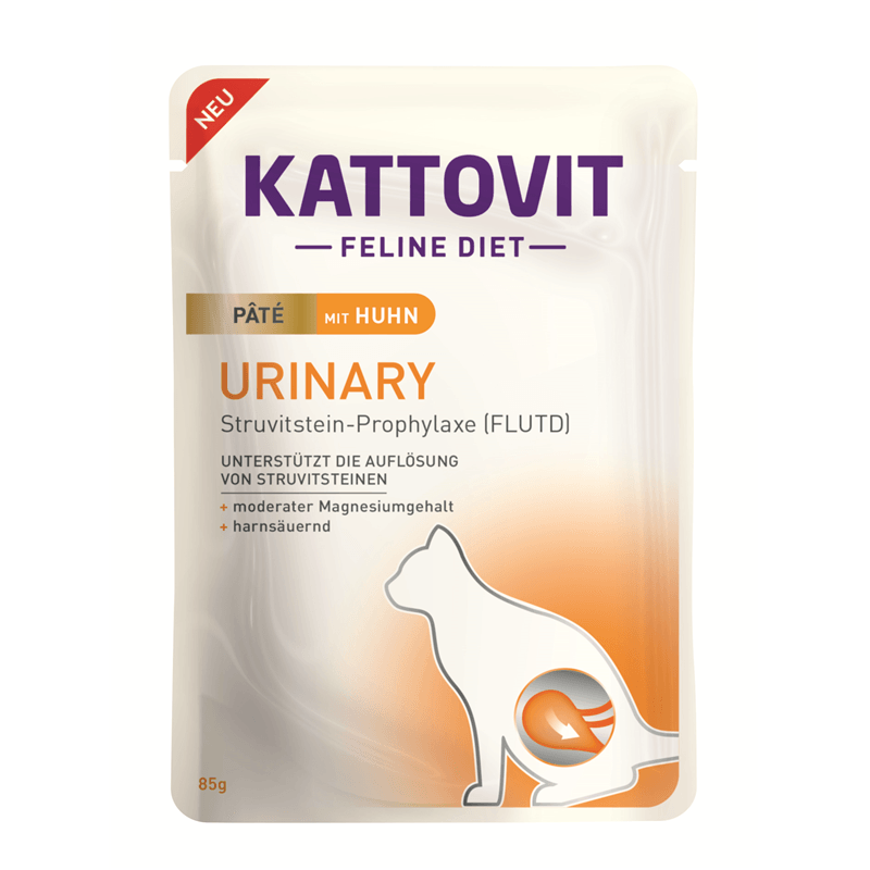 Artikel mit dem Namen Kattovit Cat - Feline Diet Urinary Paté mit Huhn im Shop von zoo.de , dem Onlineshop für nachhaltiges Hundefutter und Katzenfutter.