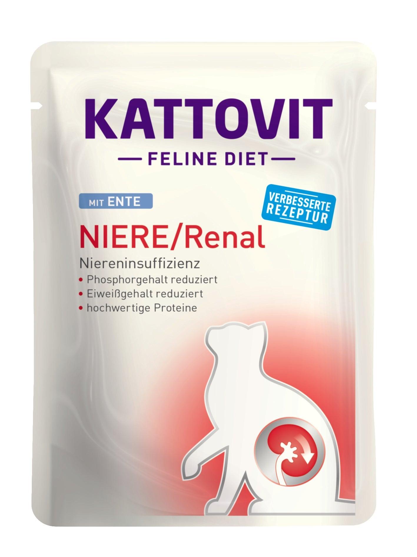 Artikel mit dem Namen Kattovit Feline Diet Niere/Renal Ente im Shop von zoo.de , dem Onlineshop für nachhaltiges Hundefutter und Katzenfutter.