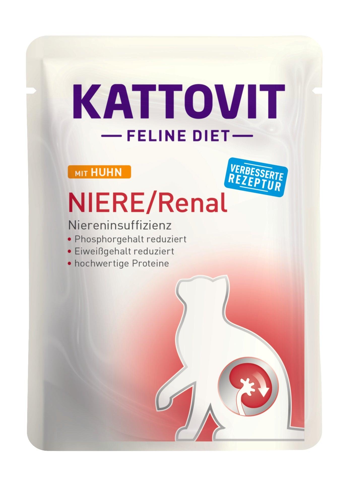 Artikel mit dem Namen Kattovit Feline Diet Niere/Renal Huhn im Shop von zoo.de , dem Onlineshop für nachhaltiges Hundefutter und Katzenfutter.