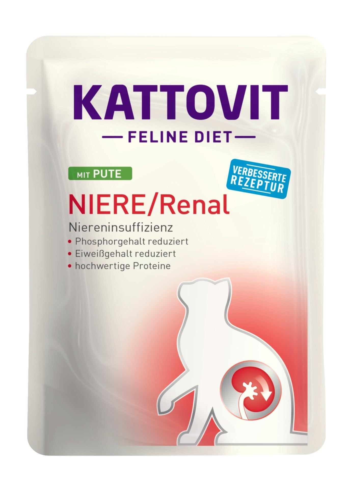 Artikel mit dem Namen Kattovit Feline Diet Niere/Renal Pute im Shop von zoo.de , dem Onlineshop für nachhaltiges Hundefutter und Katzenfutter.