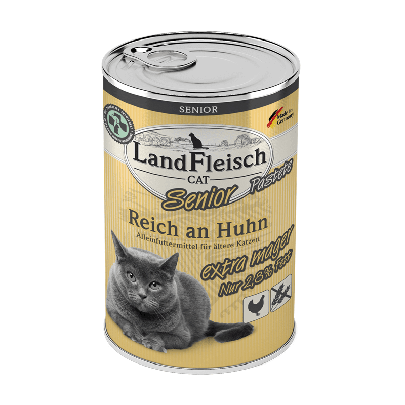 LandFleisch Cat Senior Pastete reich an Huhn extra mager, Nassfutter