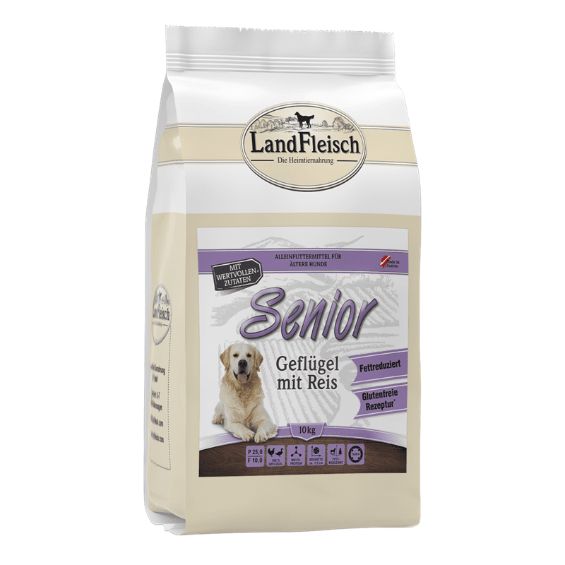 LandFleisch Dog Trocken Senior Geflügel mit Reis, Trockenfutter