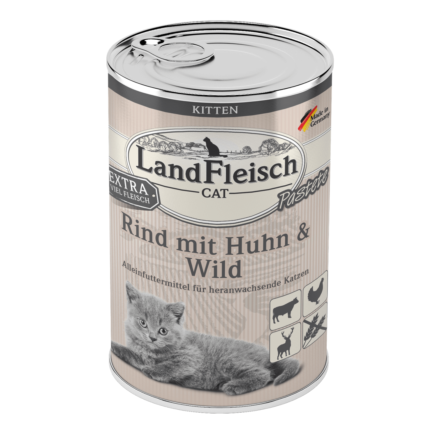 Landfleisch Cat Kitten Pastete Rind mit Huhn & Wild