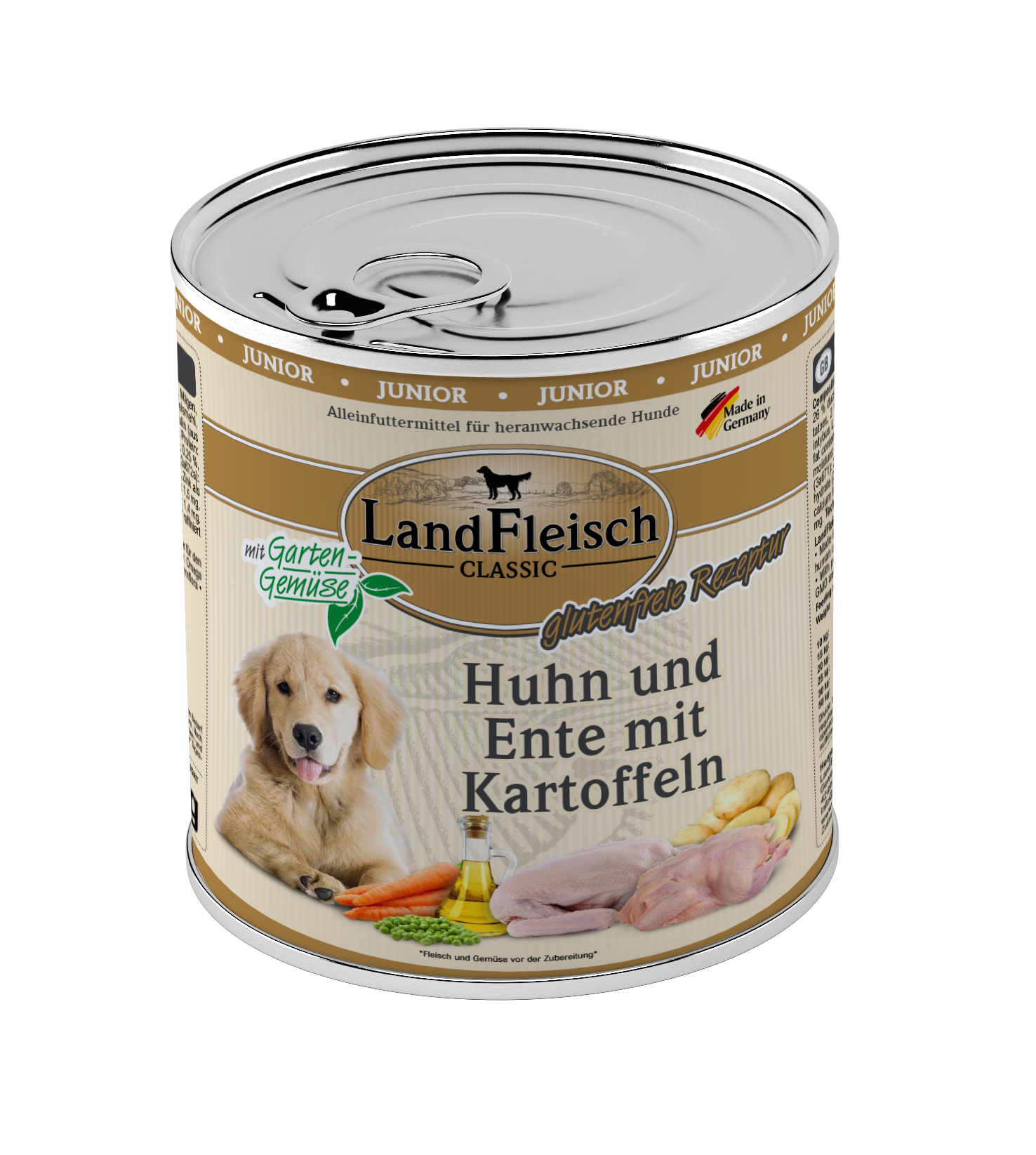 Landfleisch Dog Classic Junior Huhn und Ente und Kartoffeln mit Gartengemüse