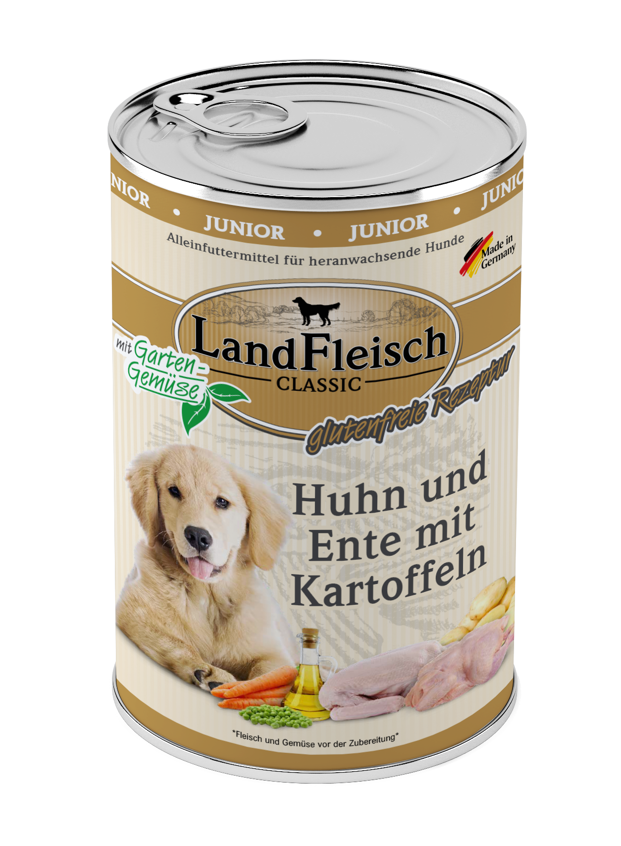 Landfleisch Dog Classic Junior Huhn und Ente und Kartoffeln mit Gartengemüse