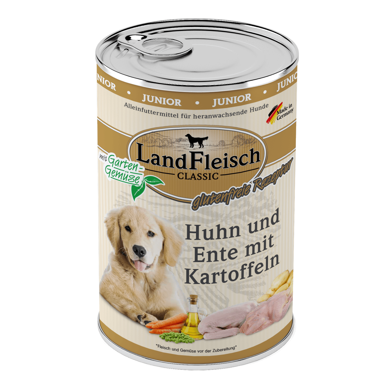 Landfleisch Dog Classic Junior Huhn und Ente und Kartoffeln mit Gartengemüse