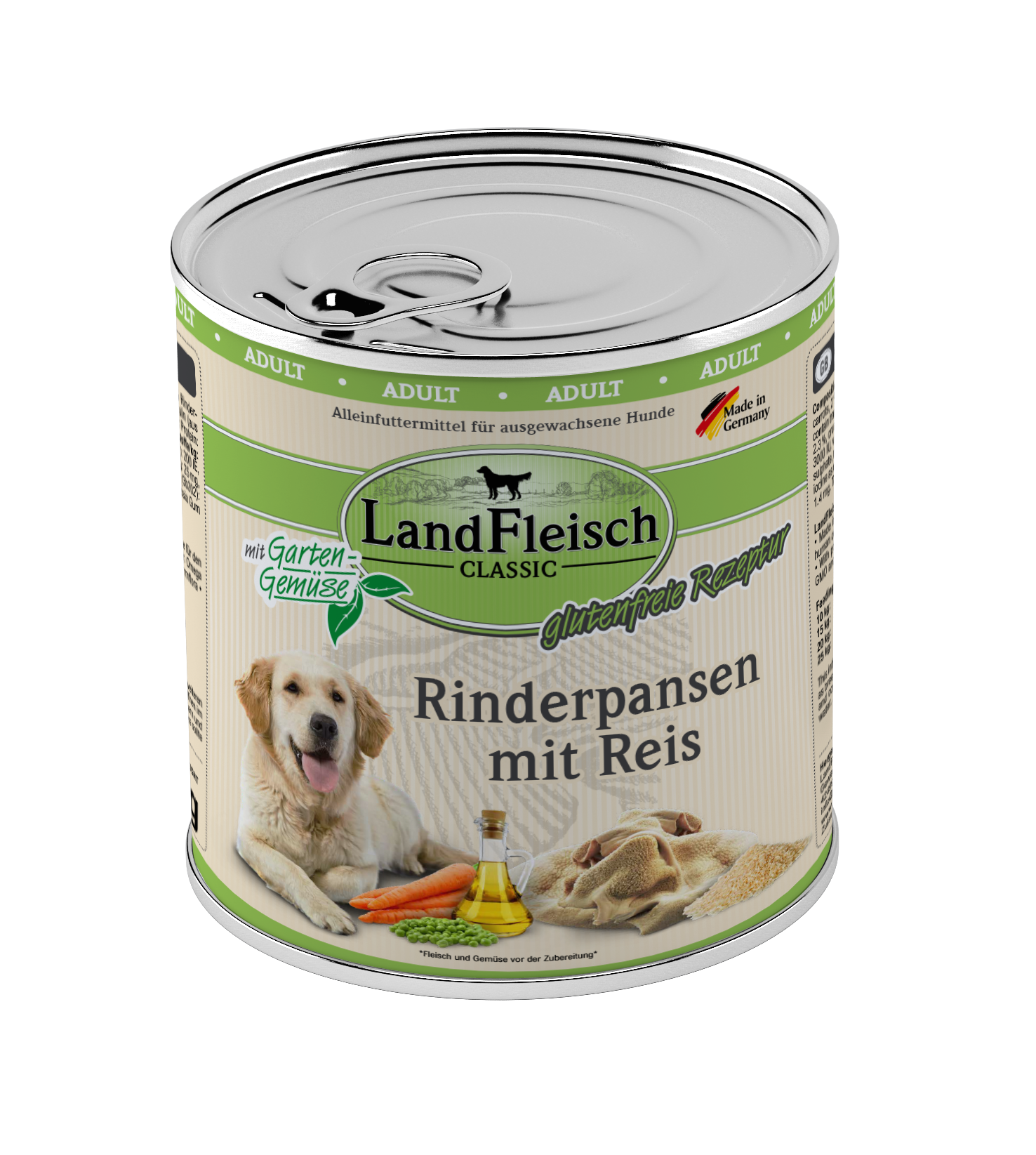 Landfleisch Dog Classic Rinderpansen mit Reis und Gartengemüse