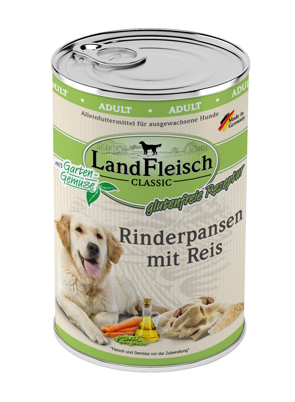 Landfleisch Dog Classic Rinderpansen mit Reis und Gartengemüse